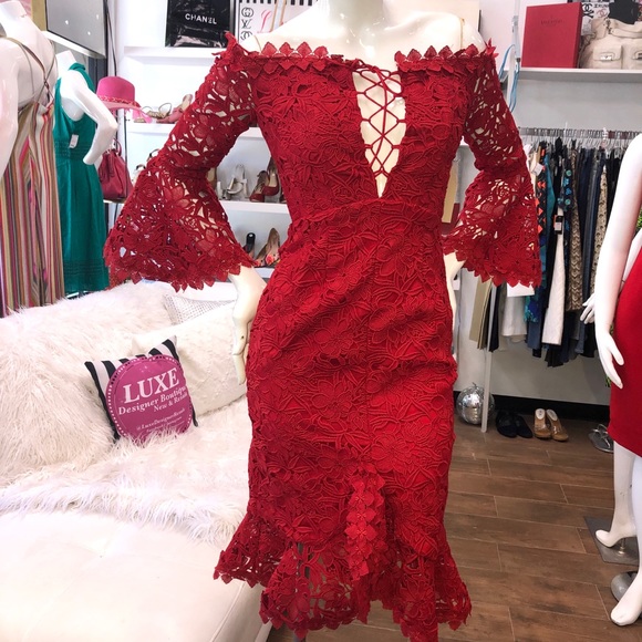 Boston Proper Dresses & Skirts - Boston Proper New Red Chunky Lace Dress